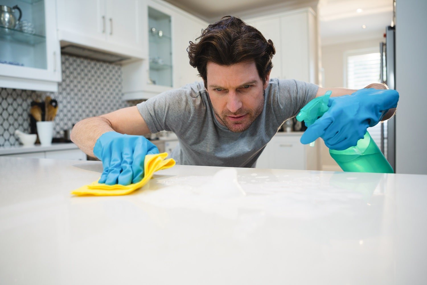 Man cleaning