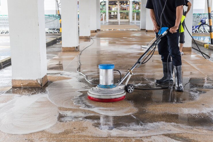Cleaner removing construction debris